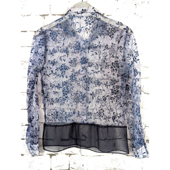 A'NUE LIGNE Sheer Burnout Velvet Popover Top Ethereal Feminine Artsy Medium - Picture 6 of 7